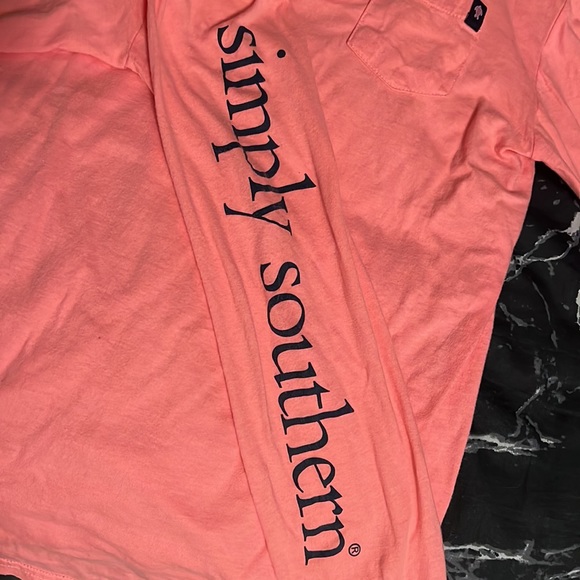 Simply Southern Long Sleeve Hooded Shirt, Size Small, Pink - Picture 3 of 4